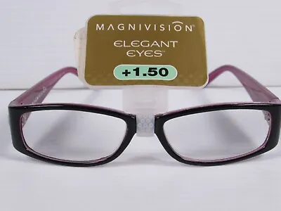 Magnivision Elegant Eyes Elizabeth Women's Rectangular Reading Glasses (+1.50) • $11.49