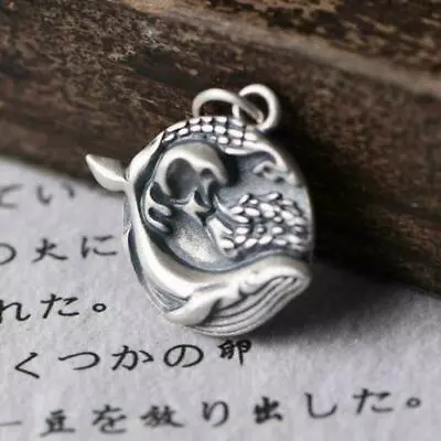 Oxidized Sterling Silver Whale Ocean Pendant A2858 • $35.10