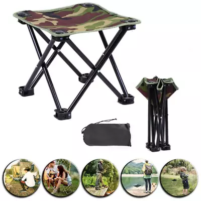 Small Folding Stool Mini Portable Outdoor Camping Chair Foldable Hiking • £6.99