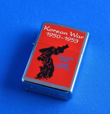 Vintage Zippo 2002 Korean War 1950-1953 Brushed Chrome Print Oil Lighter Unfired • $204.41