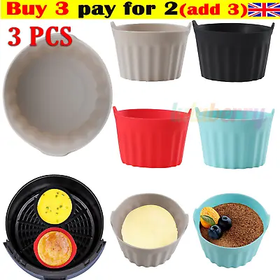 3PCS Air Fryer Egg Poacher Silicone Egg Poaching Cups Easy Silicone Baking Cups • £4.69