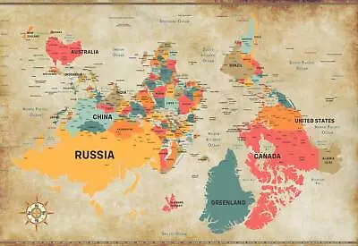 The World Upside Down Map Poster Globe Upsidedown Geography Wall Art Print Decor • $13.95