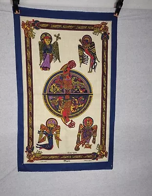 Vtg IRISH Linen KITCHEN TOWEL Fingal Celtic MEDIEVAL GOSPEL BOOK Of KELLS - • $29.99