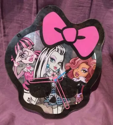 2013 Monster High Custom Skull Shape Mirror ANALOG Wall Clock Tested Works! • $19.99