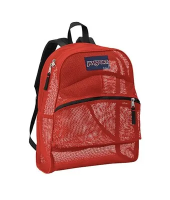 JanSport Mesh Pack - See-Through Backpack Red New With Tag  • $28.50