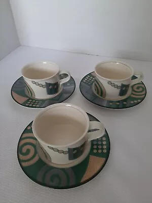 Set Of 3 Mikasa Intaglio Life Style Cups And Saucers CAC18 Design By John Bergen • $10