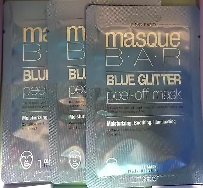 BRAND NEW Masque Bar Blue Glitter Peel-Off 3 Piece Mask Set!! • $15