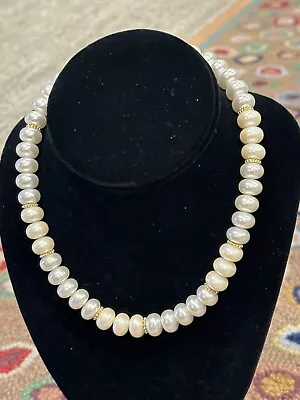 Monet Faux Pearl Bead Gold Spacers 16  Choker Necklace Ln Signed • $24.95