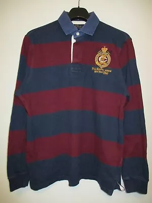 Polo Ralph Lauren Polo Rugby Shirt Mens Large Blue Maroon New York Long Sleeve • £49.95