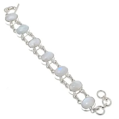 Rainbow Moonstone Gemstone Handmade 925 Sterling Silver Jewelry Bracelet Sz 7-8  • $10.44