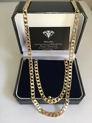 £35 • Buy Mens Women's Boys Kids 18ct Gold Filled Curb Chain Necklace Range Solid Heavy 