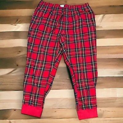 Land's End Men XL Red Plaid Flannel Jogger Pajama Pants • $18