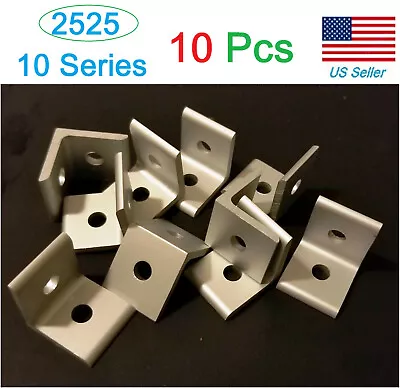 Pack Of 10 Pcs T-Slot Aluminum 2 Hole Inside Corner Bracket 10 Series 2525  • $12