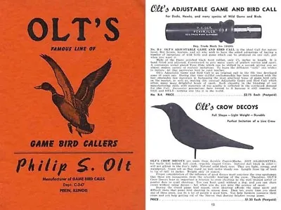 $14.95 • Buy Olt's 1947 Famous Game Bird Callers Catalog