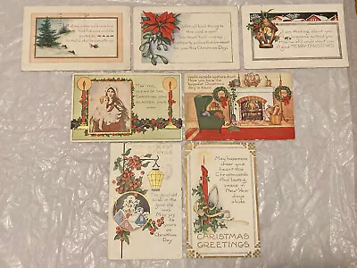 Vintage 1920's Whitney Made Art Deco Christmas Postcards Lot Of 7 • $18.99