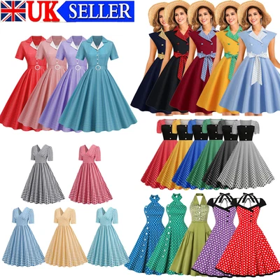 £17.99 • Buy Womens Retro 50s/60s Rockabilly Polka Dot Cocktail Party Swing Housewife Dress❤️