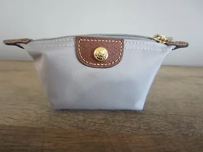 Longchamp Le Pliage Coin Purse Wallet Putty Gray Greige Gift HTF 17 • $68