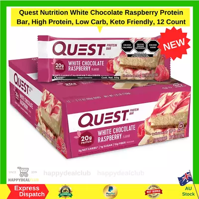 Quest Nutrition White Chocolate Raspberry Flavored Protein Bar High Protein-Au • $59.99