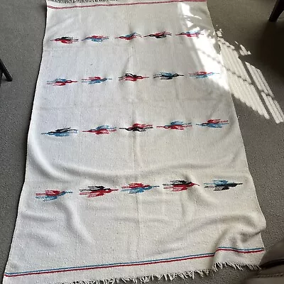 Vintage Mexican Thunderbird Baja Blanket Rug Molina Indian Zapotec Bird Birds • $25