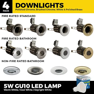 IP65 Bathroom / Fire Rated / LED Recessed Spotlights Ceiling GU10 Downlights • £9.35