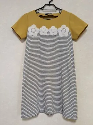 BEAUTY PRODUCT MARY QUANT Dress DAISY Mustard Gray BORDER Cute Japan Good • $50