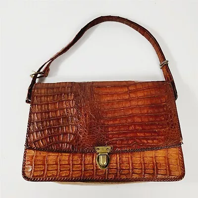 Vintage Alligator Leather Handbag Purse W/ Adjustable Strap • $49.95