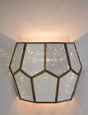 John Lewis Romy Mirrored Glass Pentagon Wall Light Metallic Silver NEW • £25