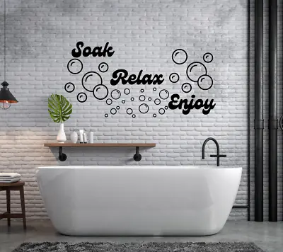 Soak Relax Enjoy Wall Art Sticker Bathroom Home Decor Decals DIY Quotes Vinyl  • £4.51