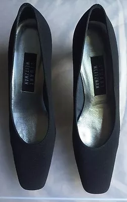 Womens Stuart Weitzman Black Fabric Heel Pump S72064 Size 7.5 AA • $45