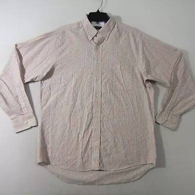 Chaps Shirt Mens Large White Blue Orange Button Up Long Sleeve Casual Men 1194 • $10.50