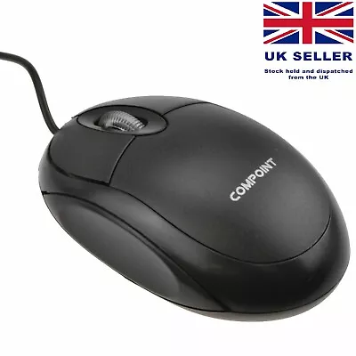 Compoint / Dynamode 3 Button INA-67-S USB PC/Laptop/DVR/NVR Mouse Black • £5.39