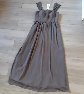 Amelia Collection Grey Chiffon Lace Up Long Dress Ball Prom Evening Wedding UK16 • £24.99