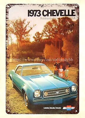 1973 Autos Car Auto Autos Laguna Malibu Deluxe Metal Tin Sign • £18.26