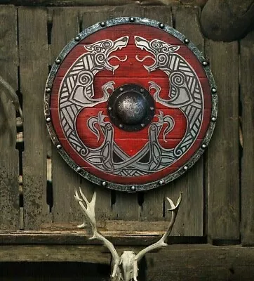 Medieval Viking Shield 24  Wooden Shield Heavy Metal Fitted Christmas Gift • $99.99