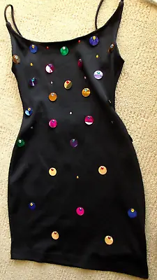 80s Black Sequin Mini Party Dress • $71.76