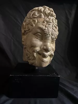 Antique Vintage Satyr Bacchus Pan Stone Carved Bust Head Sculpture Grotesque • £747.98