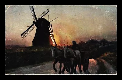 Dr Jim Stamps Us Fine Art Horse Drawn Cart And Windmill Undivided Back Postcard • $1.25