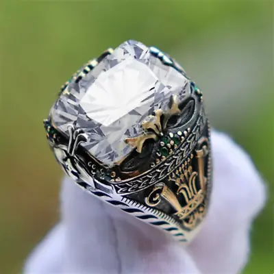 Retro Handmade Ancient Silver Turkish Signet Men Rings Color Carved Ring • $2.77