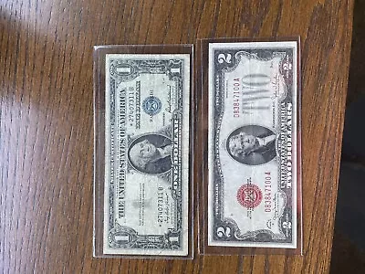 1928-G $2 Two Dollar Bill Red Seal United States Note & Silver Certificate-1 Ea • $41