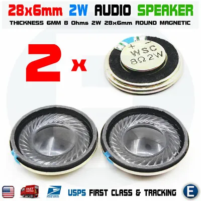 2pcs Speaker 28mm Dia 8 Ohm 2W 6mm Mini Micro Audio Magnetic Arduino • $4.17