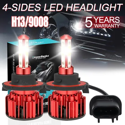 4-Sides H13 9008 LED Headlight Bulb For Ford F-150 2004-2014 High Low Beam 6000K • $11.99