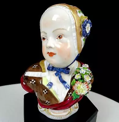 Royal Vienna Austria Antique Porcelain Girl In Bonnet 4 5/8  Bust Figurine 1749- • $162.48