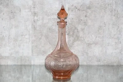 Pink Glass Decanter Antique Carafe For Wine Whiskey Brandy Liquor Bottle Vintage • $49