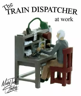 O Scale TRAIN DISPATCHER And His Desk Comes Ready Painted 1/48 Scale Figure Set • $23.99