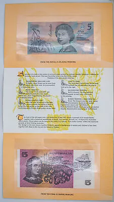 1992 Note Printing Australia $5 Notes - Initial Plastic Run & Last Paper D4-996 • $0.99