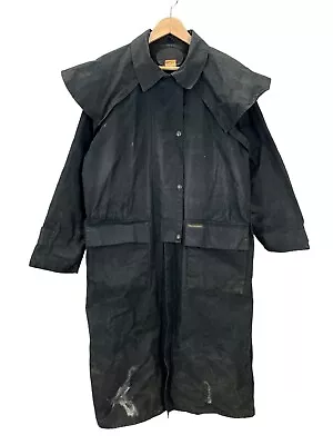 Outback Trading Co Black Oilskin Wax Cotton Duster Jacket Medium • $44.99