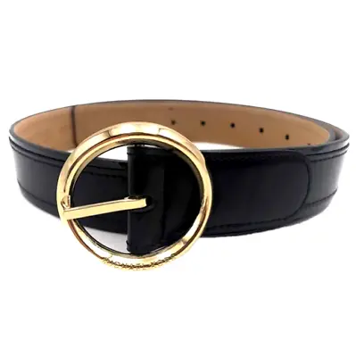 MICHAEL KORS Women's BLACK Belts Genuine Leather Round Golden Buckle Size Medium • $38