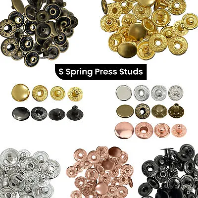 12mm 15mm 17mm 20mm S Spring Press Studs Button Snap Poppers Fasteners 10-100pcs • £2.69