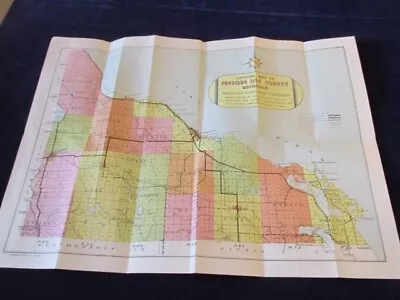 Vintage 1939 Presque Isle County Michigan Travel Tourist Road Map & Brochure • $24.99