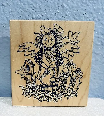 Scarecrow Garden Angel Wood Mounted Rubber Stamp Birds Birdhouse Flowers PSX • $10.39